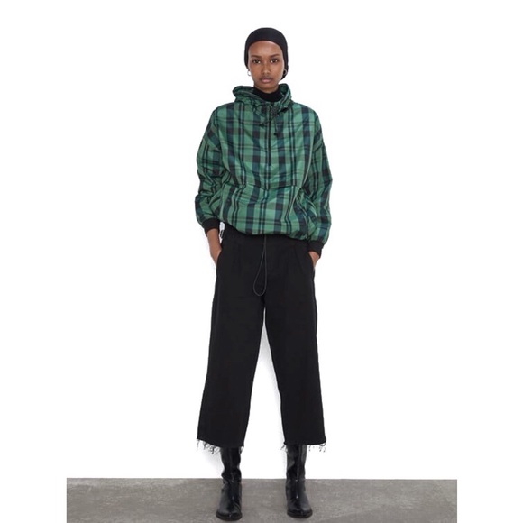 Zara Checked Hooded Lightweight Jacket Large Retro - Picture 2 of 16